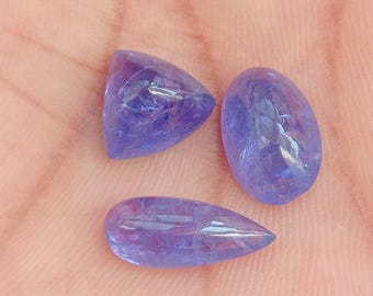13.70 Cts Natural Tanzanite Cabochon Gemstone: Mix Shape Lot