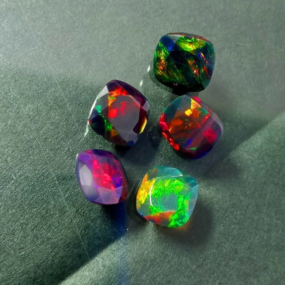 Buy Ethiopian Opal Ethiopian Black Opal Black Opal Faceted Cut Stone 5 Pcs Lot Beautiful Full Flashy Multi Shining Opal Loose Opal Gemstone Online in India Etsy