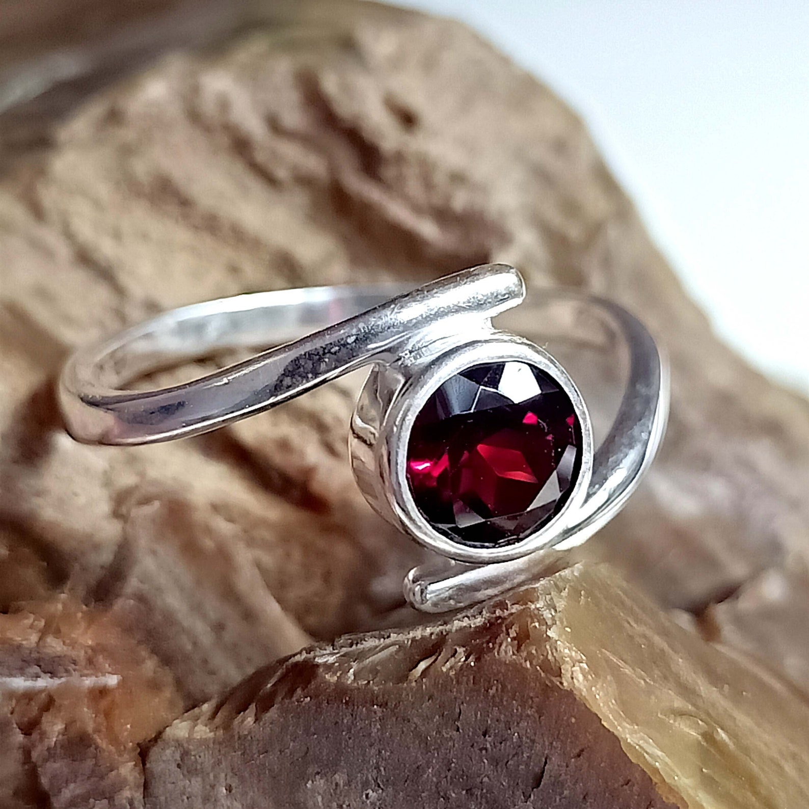 Ring Echter Granat In 925 Silber