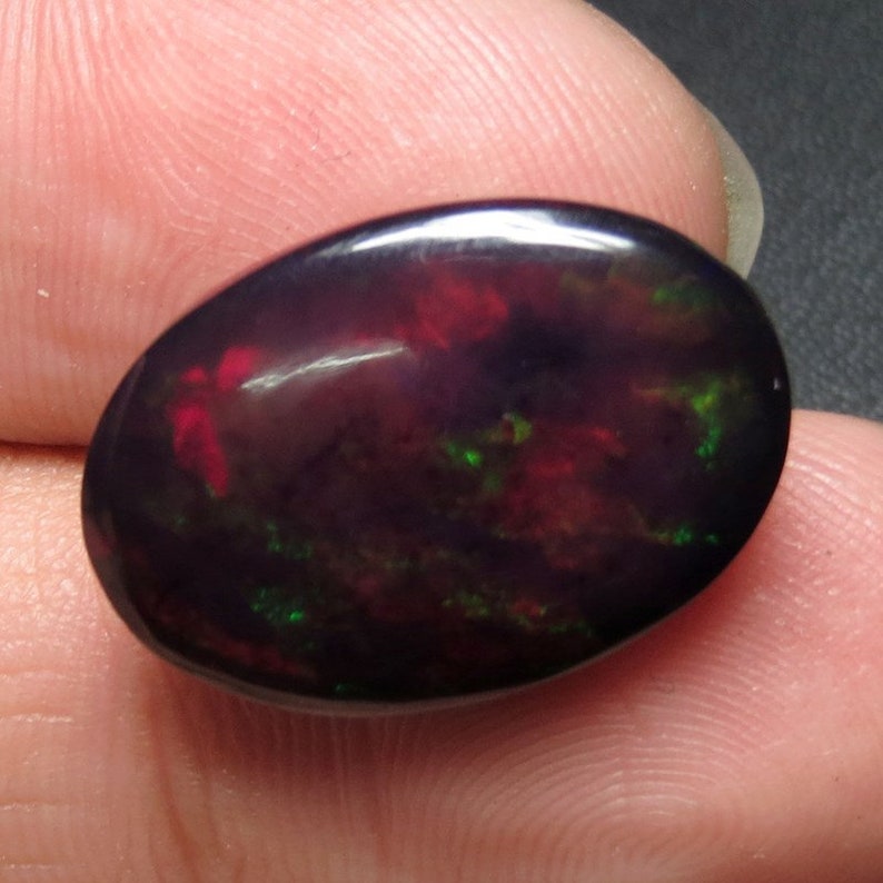 11 Cts 100/% Natural AAA Quality Ethiopian Black Opal Fire Cabochon Beautiful Color Black Opal Gemstone Size 21x14x8 Oval Shape