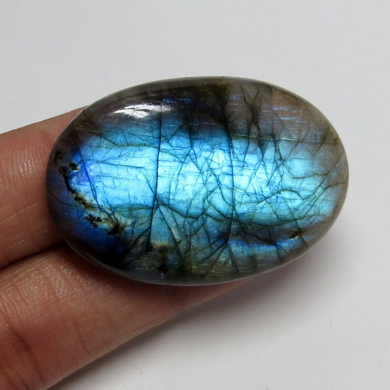 40/% OFF Natural Amazing AAA Labradorite Blue Flashy Cabochon Loose Gemstone 88.9 Cts Labradorite Size 44x30x7 mm Oval Shape Free Shipping