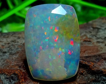 7.20 Cts Ethiopian Opal Rose Cut Faceted Gemstone Size 19x14 MM Beautiful Multi Fire Opal Cut Gemstone For Jewelry Making Uses