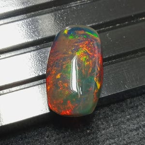Ethiopian Black Opal Cabochon: Loose Gemstone for Jewelry Making (13x7.5mm, 1.90ct