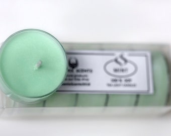 Mint, Tea Lights Candles, Soy, Unscented, Pack of 5