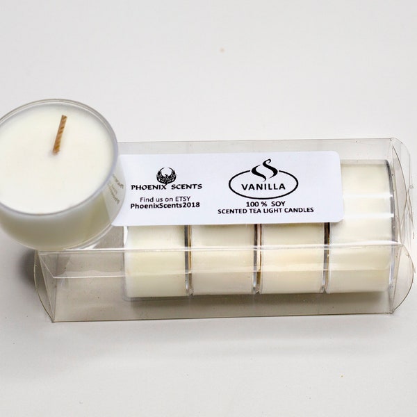 Vanilla , Scented Tea Lights Candles, Soy, Packs of 5