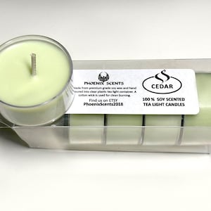 Cedar , Scented Tea Lights Candles, Soy, Packs of 5