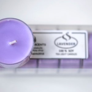 Lavender, Tea Lights Candles, Soy, Unscented, Pack of 5
