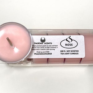 Rose , Scented Tea Lights Candles, Soy, Packs of 5