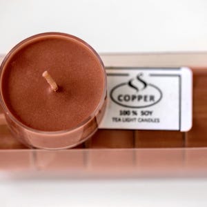 Copper, Tea Lights Candles, Soy, Unscented, Pack of 5
