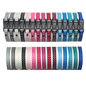 Adjustable Puppy Whelping ID Collars: Sets of 3 to 15 ID Bands, 30 Colours, Polka Dot Print, Break-away or quick-release buckle image 6