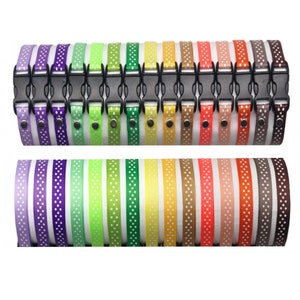 Adjustable Puppy Whelping ID Collars: Sets of 3 to 15 ID Bands, 30 Colours, Polka Dot Print, Break-away or quick-release buckle image 3