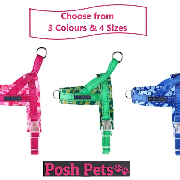 Dog Harness | No-Pull Dog Harness | Adjustable Camo Print Dog Harness | Quick-Fit Padded Dog Harness | Posh Pets Reflective Puppy Harness