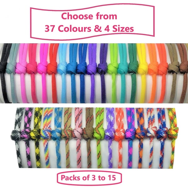 Verstellbares Wurf-ID-Halsband-Sets; Welpen-ID-Halsbänder; Auswahl an Farben, Größen & Packmaß, handgemacht aus weichem Paracord, für alle Rassen
