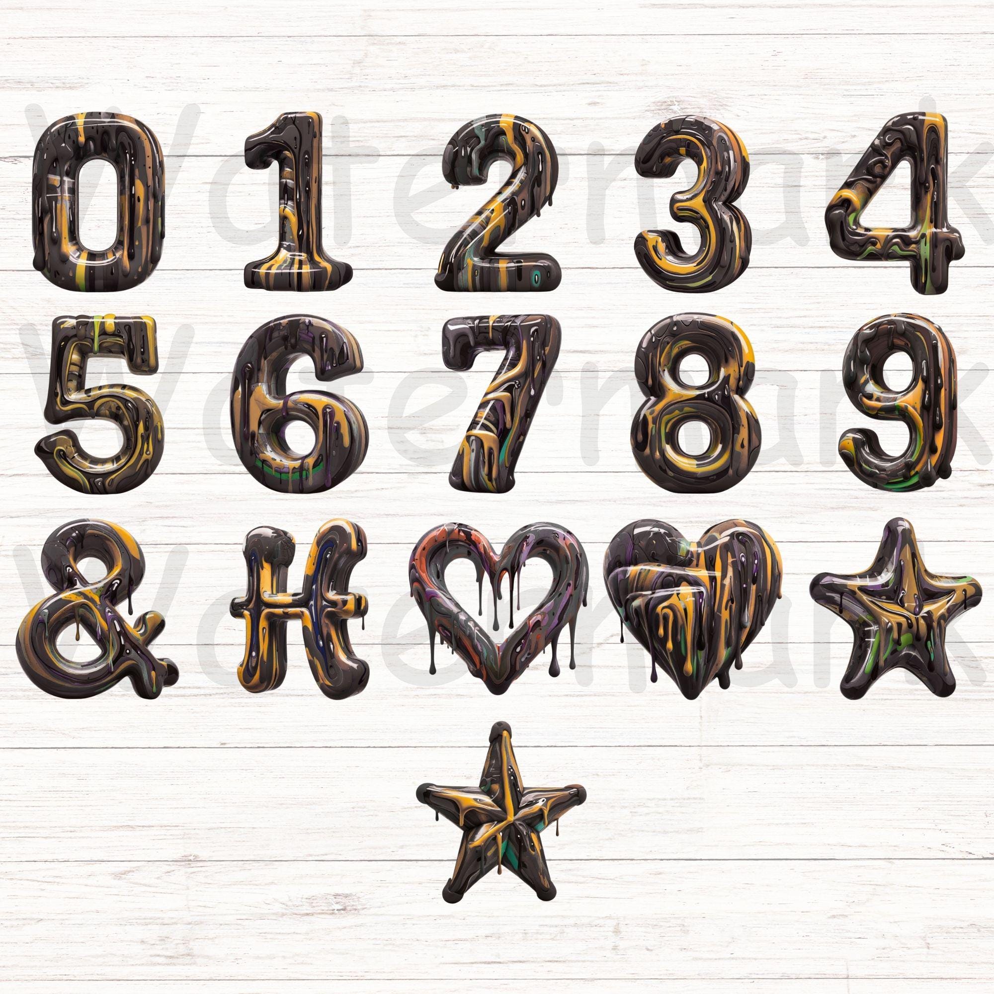 Glossy Dripping Paint Alphabet Clipart: 42 PNG Images. Digital Download ...