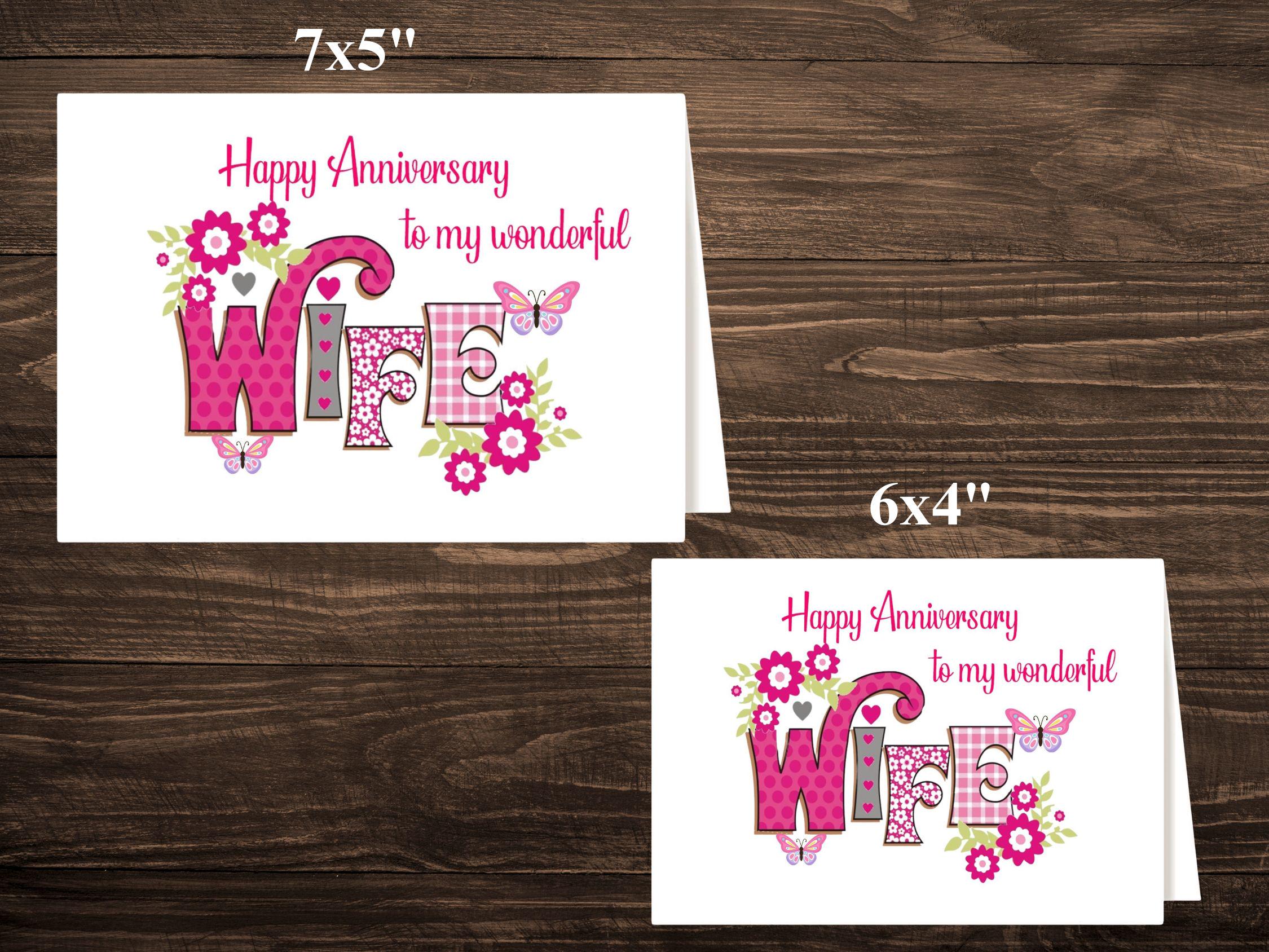 Printable Digital Happy Anniversary Wife Card, Birthday Card Print at ...