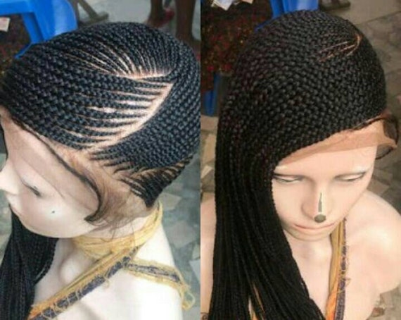 Full lace cornrow braided wig/full lace wig/lemonade braided wig/side braids