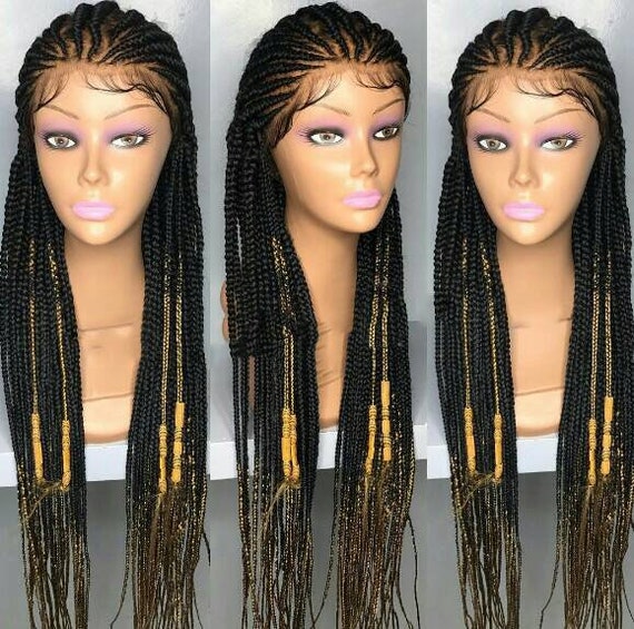 Full Lace Weaving Braided Wig Box Braids Braided Wig Cornrow Etsy