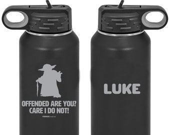 Offended Are You | Yoda Star Wars | PERSONALIZED | Custom Water Bottle