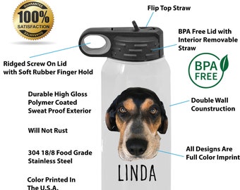 Full Color Print Pet Photo Water Bottle | Custom Pet Photo Gift