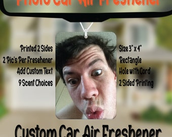 Custom Air Freshener - Photo Air Freshener, 2 Pic's Per Air Freshener, 9 Scent Choices - Custom Car/Truck Accessories, Photo Gift Ideas