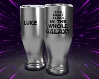 The Best Dad In the Whole Galaxy - Personalized - 20 oz Stainless Steel Tumbler & Funny Mug - Travel Mug - Perfect for Men, Dad, Birthday