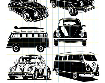 VDUB Classic Beetle, Bus, Bug SVG Cut File, Commercial Use, Instant Download, Vector Clipart Cut File, Classic Car VDUB, svg eps png dxf pdf