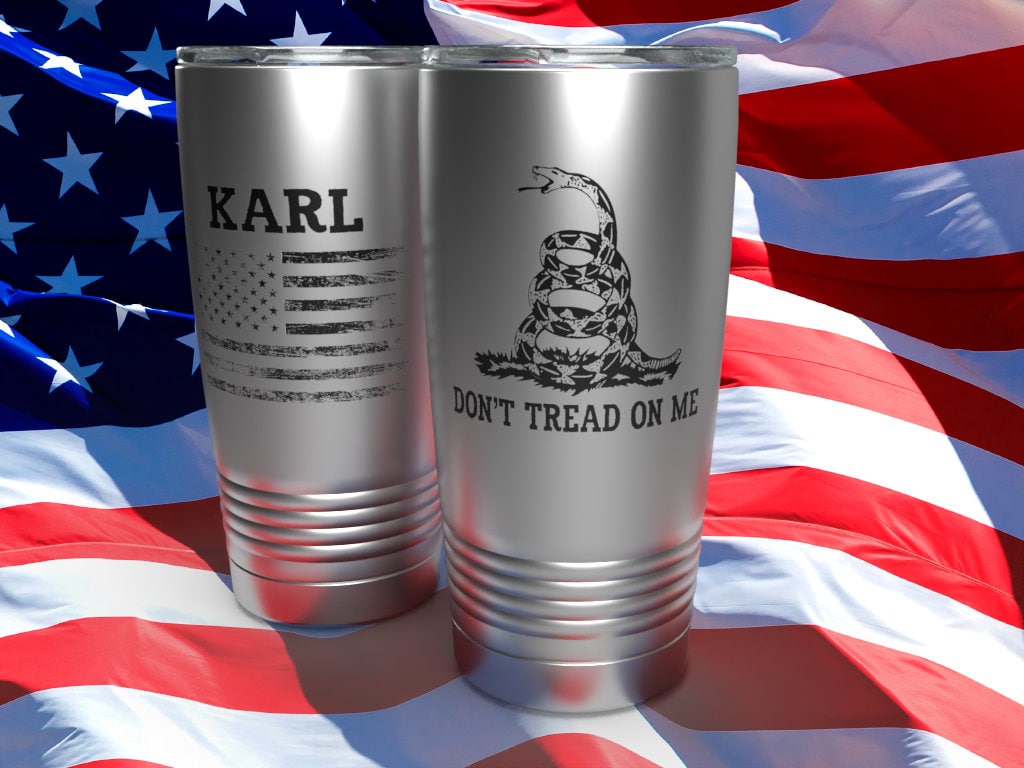 Gadsden Flag DONT TREAD ON ME 20oz Insulated Stainless Steel Tumbler Cup Glass,  