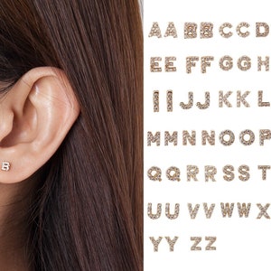 Rose gold initial earrings sales