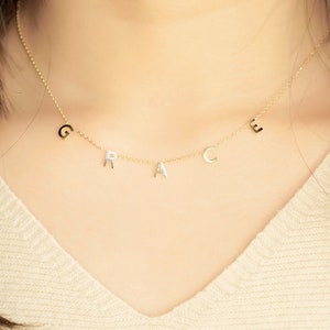 Custom Name Necklace Gold Initials Jewelry Personalized Name Necklace for Women Kids Letter Chain Bridesmaid Gift idea for Mom Friendship