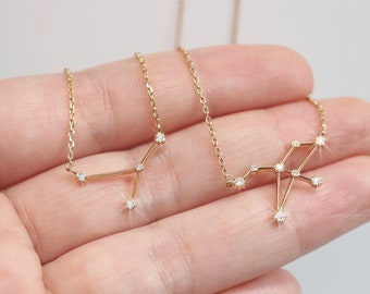 Zodiac necklace Celestial Jewelry Constellation Star Sign Charm Delicate Astrology Rose Gold gift For Women horoscope Gemini Leo Sagittarius