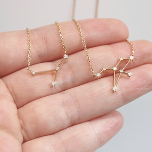 Zodiac necklace Celestial Jewelry Constellation Star Sign Charm Delicate Astrology Rose Gold gift For Women horoscope Gemini Leo Sagittarius