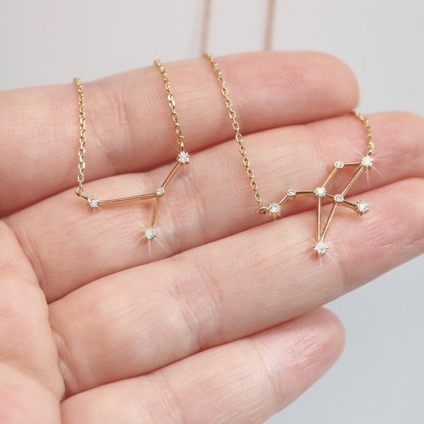 Zodiac necklace Celestial Jewelry Constellation Star Sign Charm Delicate Astrology Rose Gold gift For Women horoscope Gemini Leo Sagittarius