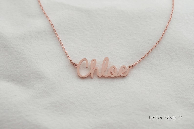 Personalized name necklace Friendship necklace Silver custom couple initial jewelry Rosegold Monogram necklace for her family gift for women image 3