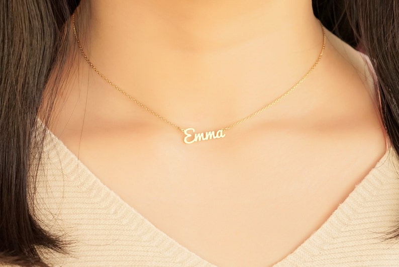 Personalized name necklace Friendship necklace Silver custom couple initial jewelry Rosegold Monogram necklace for her family gift for women image 7