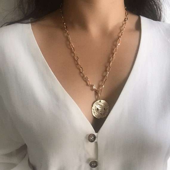 Double layered shop coin necklace