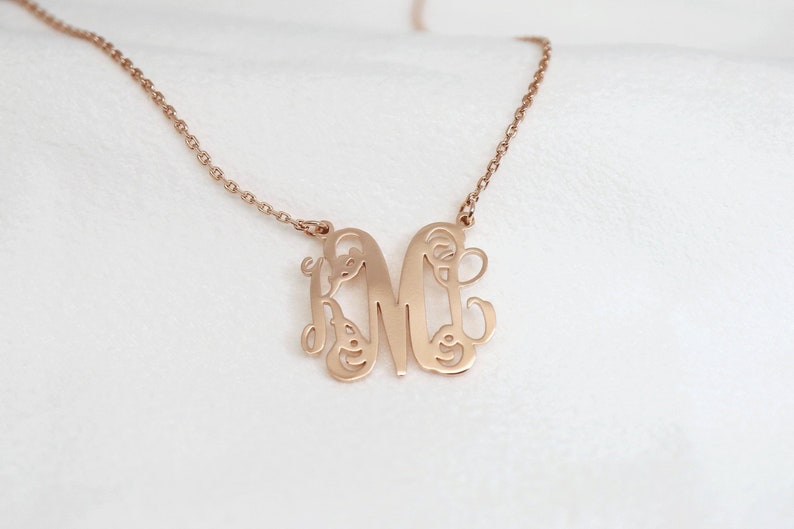 Monogram Necklace, Personalized Name Jewelry, Silver Custom Initial ...