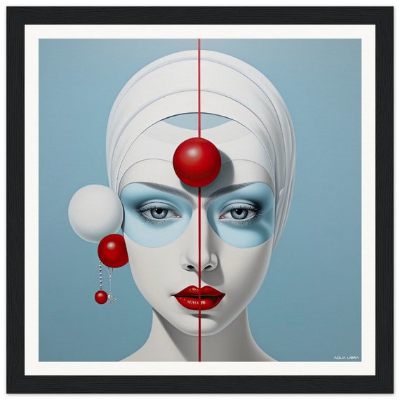 Red | 002 - fine art print, surreal, minimalistic, red, blue, silver, white