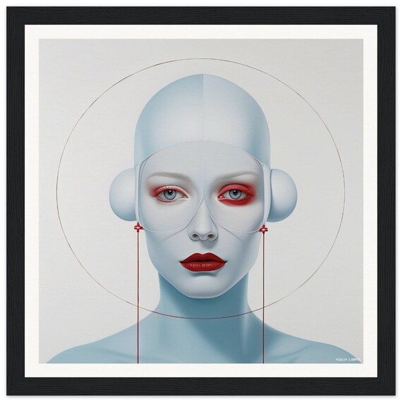 Red | 018 - fine art print, surreal, minimalistic, red, blue, silver, white, portrait