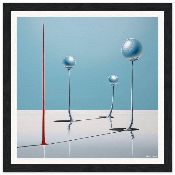 Red | 004 - fine art print, surreal, minimalistic, red, blue, silver, white