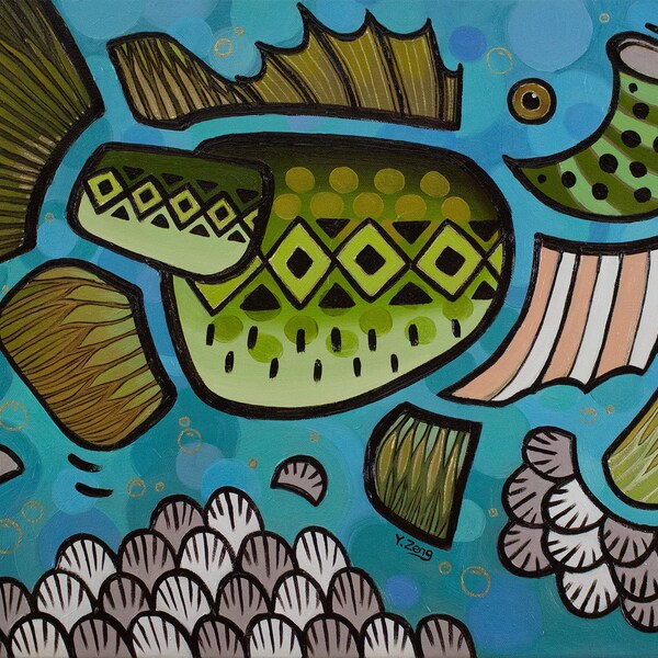 Abstract Fish Art - Etsy