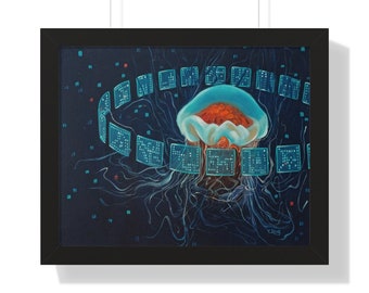 Framed Horizontal Poster Cyber Jellyfish 20" × 16"