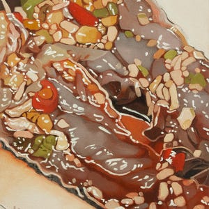 Raw lobster-Sashimi-Original oil painting-Seafood art-Lobster painting-Food art-Holiday gift-Home decor-8&#39;&#39;x10&quot;