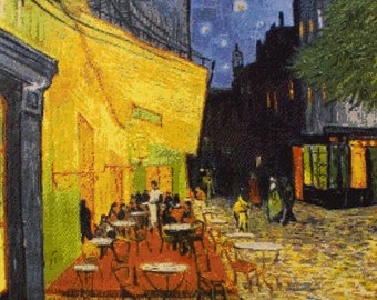 Café Terrace at Night-Completed cross stitch-Van Gogh painting-Finished cross stitch-Completed embroidery-Needle art-Home decor-33"×28"