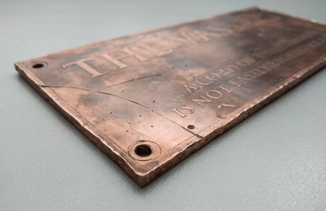 Copper Name Plate Aged Metal Vintage Plaque Personalized Etsy