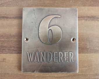 Benutzerdefinierte Messing Namensschild, antike Beschilderung, Türschild, Vintage Decor, personalisierter Hausname, Outdoor Retro Home Plaque, Housewarming Geschenk