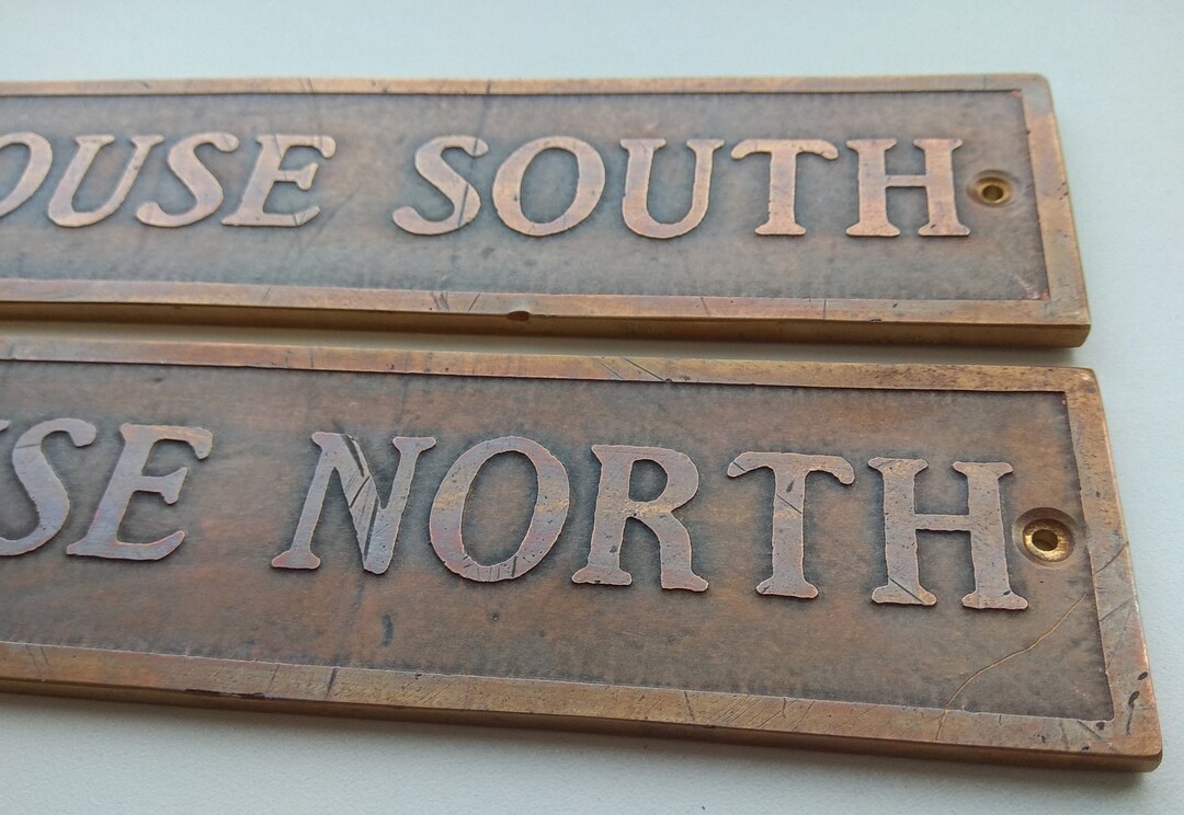 Custom Set of Two Brass Signs Personalized Metal House Name Etsy