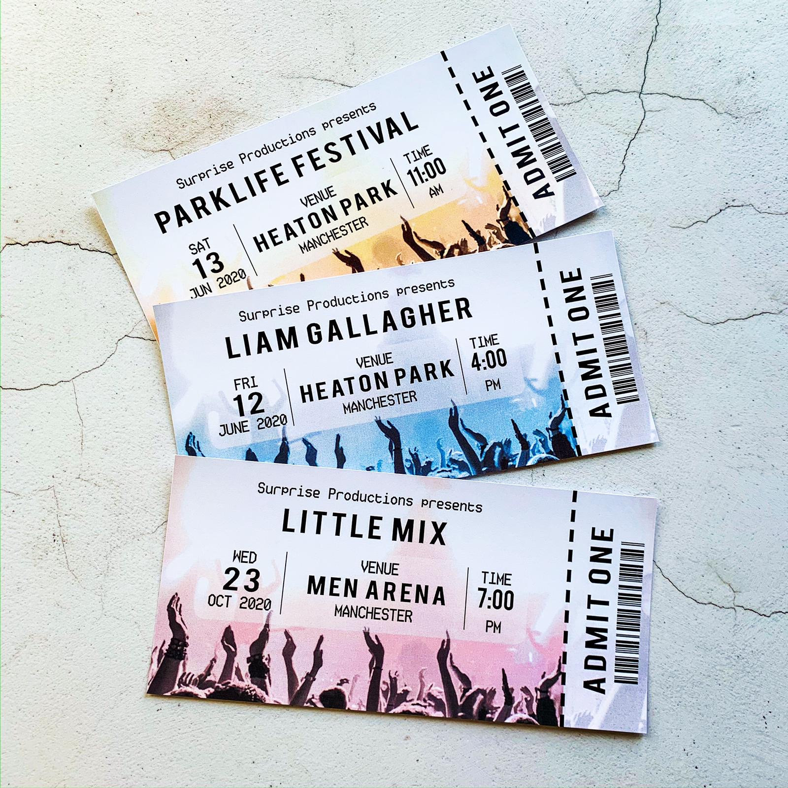 Surprise Concert Ticket Personalised Card Festival Ticket Etsy UK