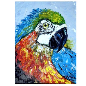 Original parrot painting canvas a vibrant and tropical artwork for bird lovers