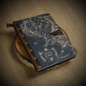 A5 Notebook aus Holz, Herr der Ringe Karte der Mittelerde Notebook
