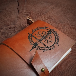 Herr der Ringe Wrapped Leder Journal, Baum von Gondor Schwert Notizbuch, Custom Monogrammed Insert Tagebuch Bild 9